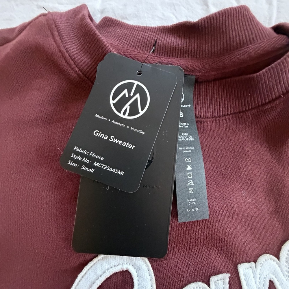 Gina Game Day Sweatshirt Womens Small Burgundy‎ Fleece Crewneck NWT - Picture 3 of 6